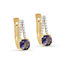 Серьги с английским замком из желтого золота с бриллиантами