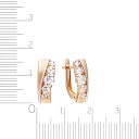 Серьги с английским замком из красного золота с фианитом