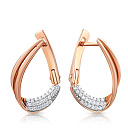 Серьги с английским замком из красного золота с фианитом