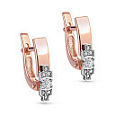Серьги с английским замком из красного золота с бриллиантами