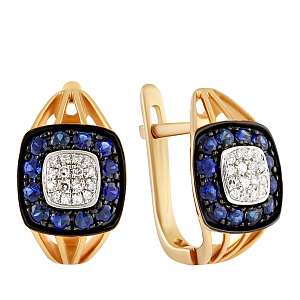 Серьги с английским замком из красного золота с бриллиантами