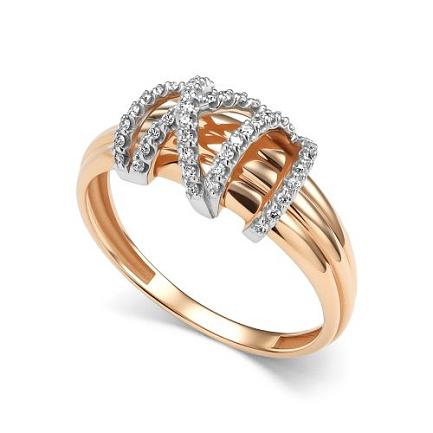 Кольцо из красного золота с бриллиантами