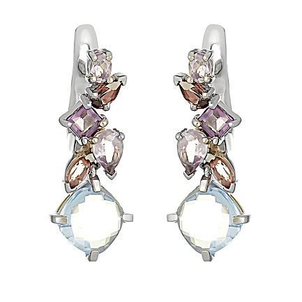 Серьги с английским замком из серебра с аметистом