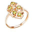 Кольцо из красного золота с хризолитами