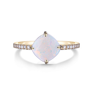 Кольцо из желтого золота с бриллиантами, опалом