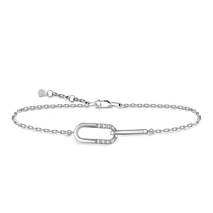 Браслет из белого золота с бриллиантами, плетение якорное