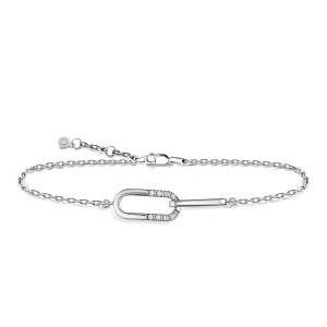 Браслет декоративный из белого золота с бриллиантами, плетение якорное