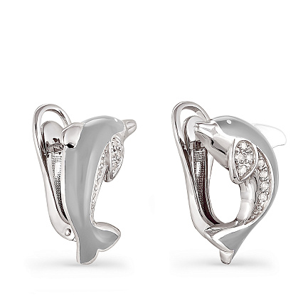 Серьги с английским замком из серебра с фианитами