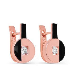 Серьги с английским замком из красного золота с бриллиантами