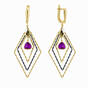 Серьги из желтого золота с аметистом