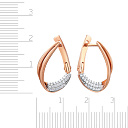 Серьги с английским замком из красного золота с фианитом