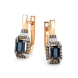 Серьги с английским замком из красного золота с бриллиантами