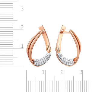 Серьги с английским замком из красного золота с фианитом