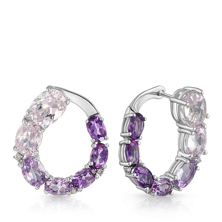 Серьги с английским замком из белого золота с бриллиантами