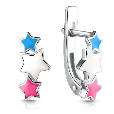 Серьги детские из серебра с эмалью