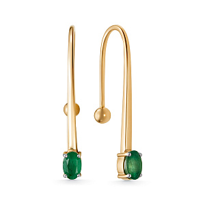 Серьги из красного золота с изумрудами