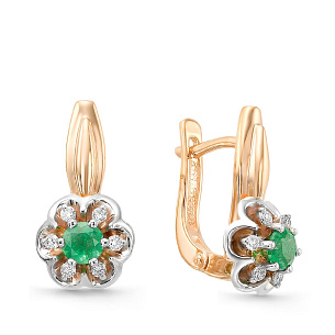 Серьги из красного золота с бриллиантом