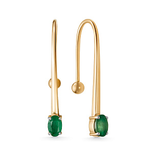 Серьги из красного золота с изумрудом