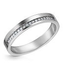 Кольцо обручальное из белого золота с бриллиантами