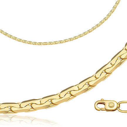 Цепь автомат из желтого золота, плетение якорное