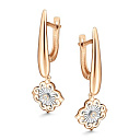 Серьги с английским замком из красного золота с бриллиантами