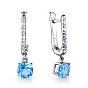 Серьги с английским замком из белого золота с бриллиантами