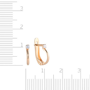 Серьги детские из красного золота с фианитом