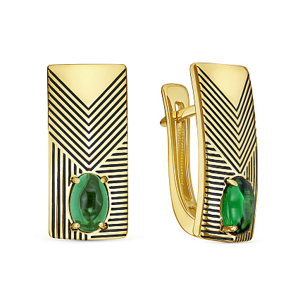 Серьги с английским замком из серебра с фианитами