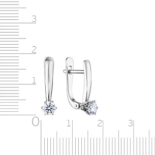 Серьги с английским замком из белого золота с бриллиантом