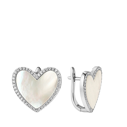 Серьги с английским замком из серебра с перламутром