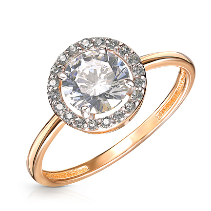 Кольцо из красного золота с фианитом