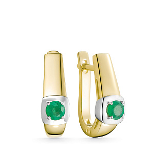 Серьги из желтого золота с изумрудом