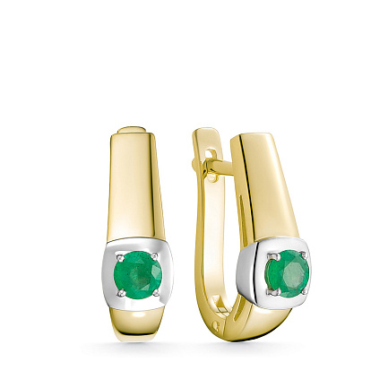 Серьги из желтого золота с изумрудами