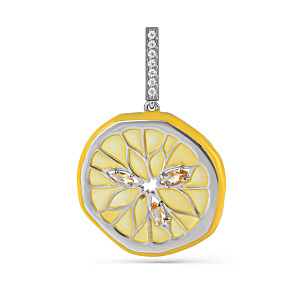 Подвеска из серебра с фианитами, цитрином