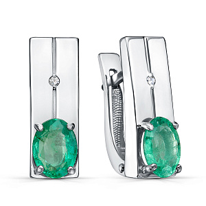 Серьги с английским замком из серебра с бриллиантами