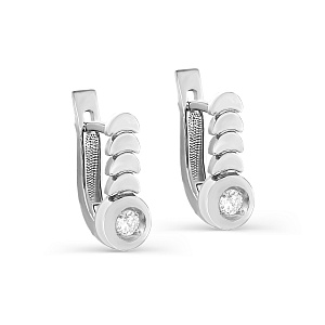 Серьги с английским замком из белого золота с бриллиантами