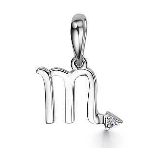 Подвеска из белого золота с бриллиантом