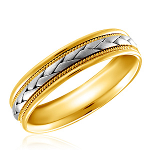 Кольцо обручальное из комбинированного золота