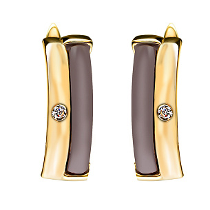 Серьги с английским замком из серебра с керамиками и циркониями