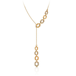 Колье из желтого золота, плетение якорное