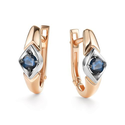 Серьги с английским замком из красного золота с сапфирами