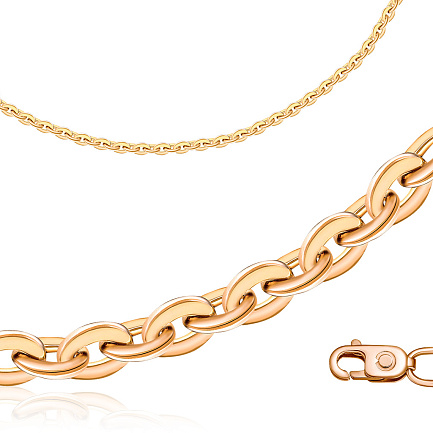 Цепь автомат из серебра с позолотой, плетение якорное