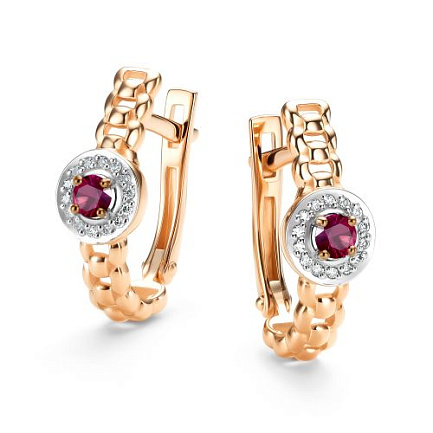 Серьги с английским замком из красного золота