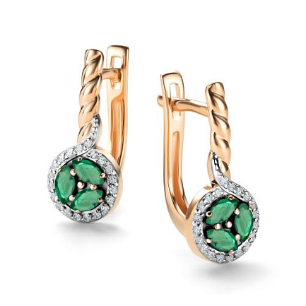 Серьги с английским замком из красного золота с бриллиантами