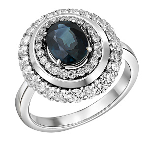 Кольцо из белого золота с сапфиром