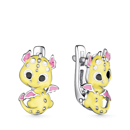 Серьги детские из серебра с эмалью