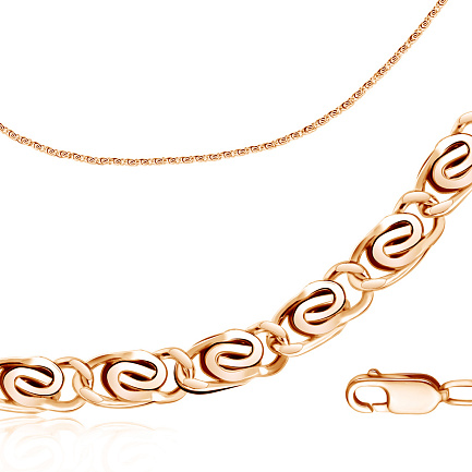 Цепь автомат из серебра с позолотой, плетение двойная спираль