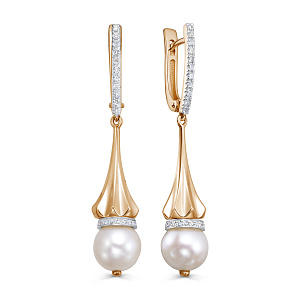 Серьги с английским замком из красного золота с бриллиантами