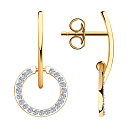 Пусеты из красного золота с фианитом