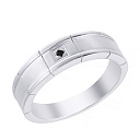 Кольцо обручальное из белого золота с бриллиантом